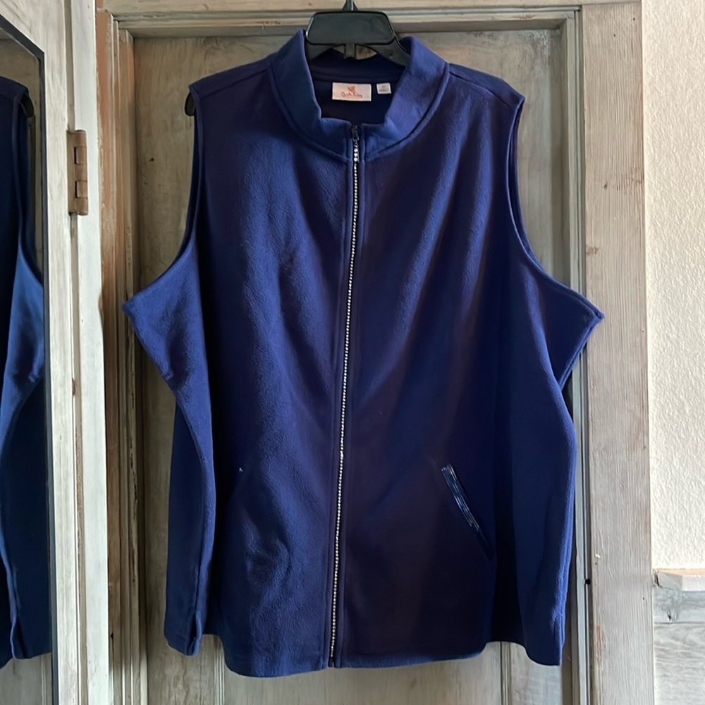 Quacker Factory - blue fleece with rhinestones and sequin - size 3X